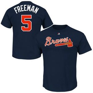 Atlanta Braves Freddie Freeman Navy Jersey T-Shirt